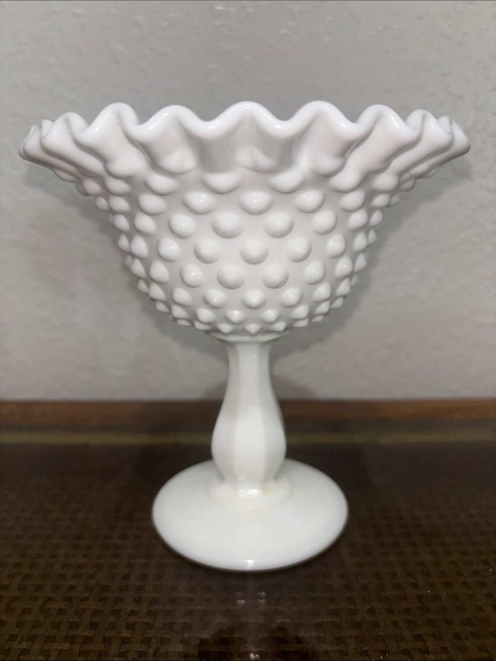 White Hobnail Pedestal Compote - Decorative Footed Bowl